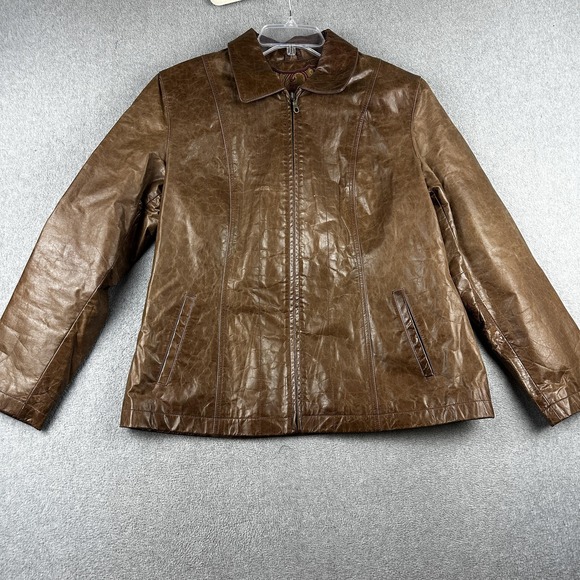 Wilsons Leather Jackets & Blazers - Wilsons Leather Jacket Womens Large Brown Zip Paisley Lining Collar Pockets